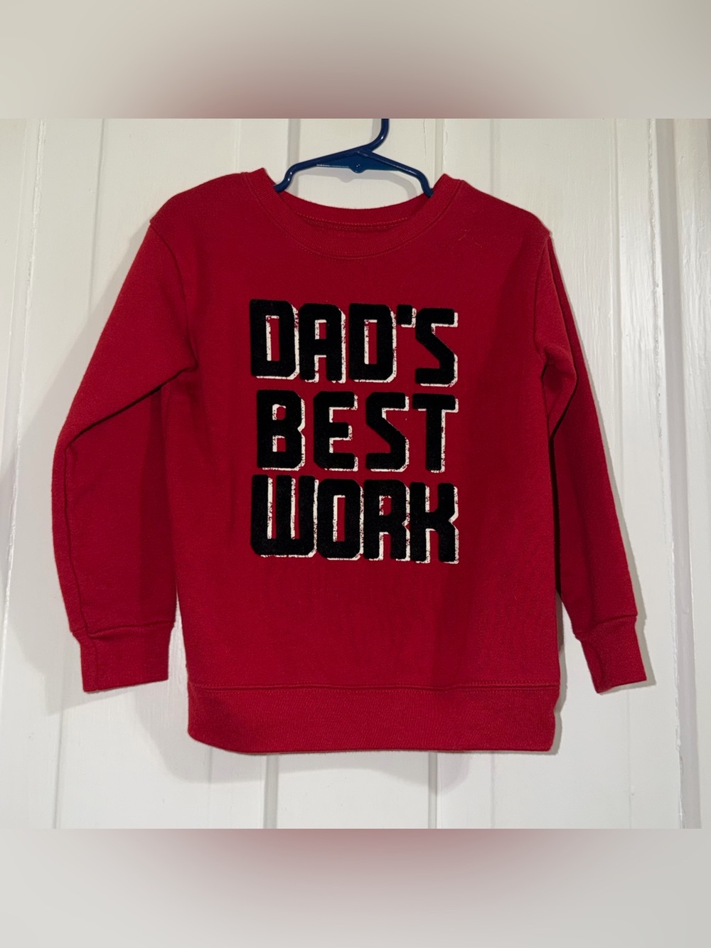 Boys toddler 4T shirt Red Sweatshirt with Black & White "Dad's Best Work"